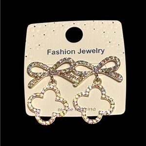 Fashion Bow and Clover Earrings